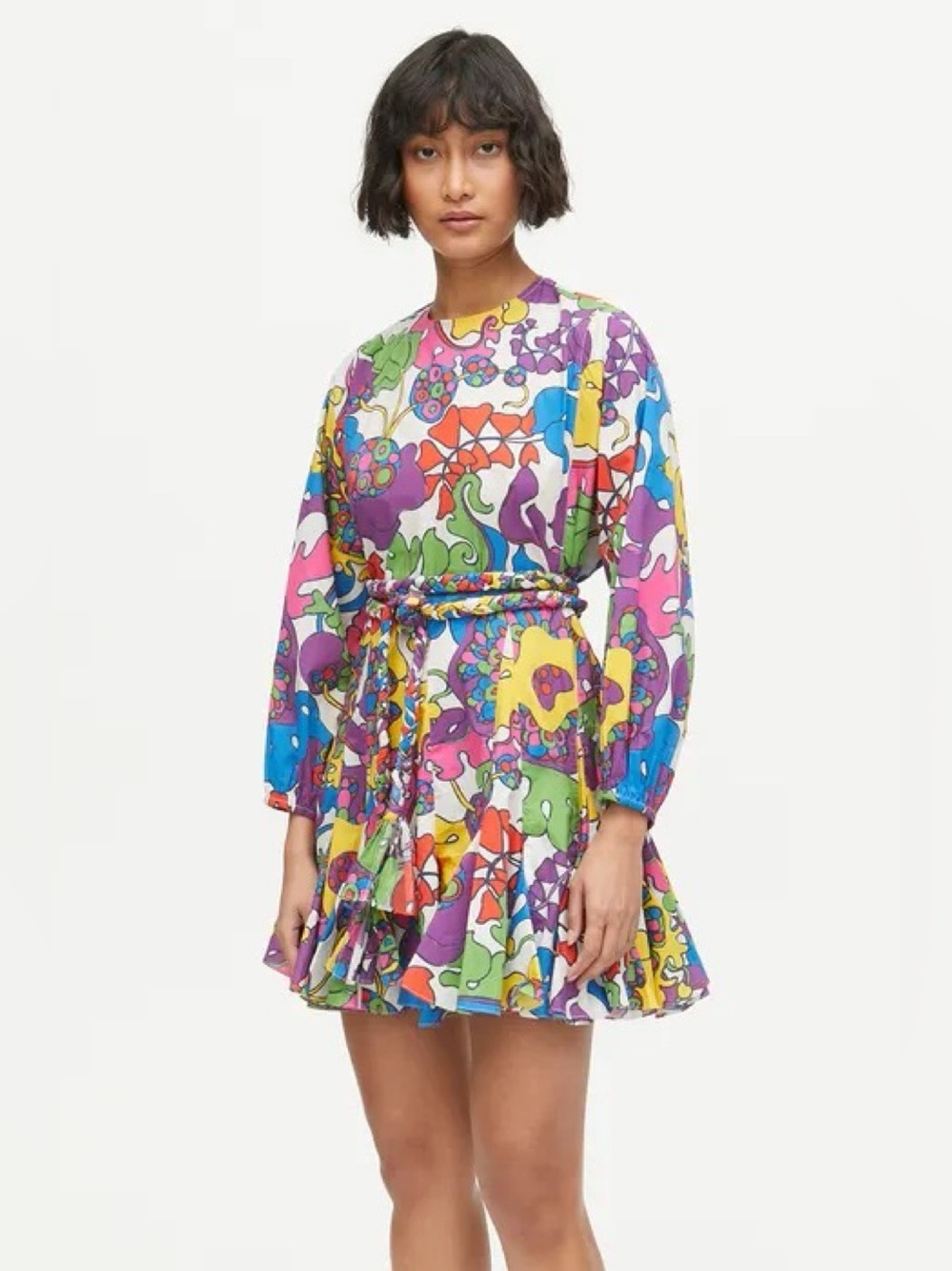 Rhode x REVOLVE Ella Dress in Psychedelic Multicolor Floral Print Mini Dress